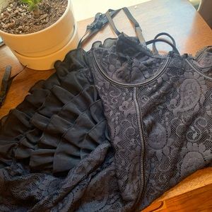 Adore Me lace lingerie chemise w garter straps